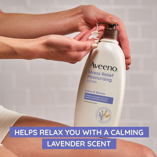 Aveeno Stress Relief Moisturizing Body Lotion With Lavender Scent, To Help You Feel Calm And Relaxed, Hydrating Body Lotion For Dry Skin, 33 Fl Oz