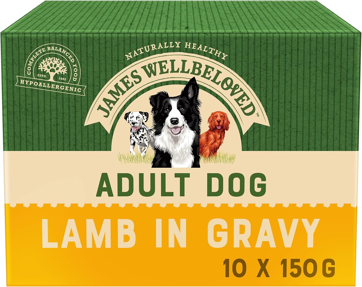 James Wellbeloved Adult Lamb in Gravy 10 Pouches, Hypoallergenic Wet Dog Food, Pack of 1 (10 x 150 g)?04JWP1