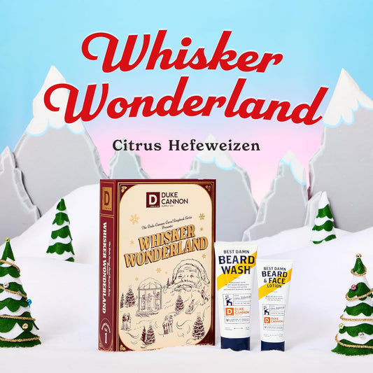 Duke Cannon Supply Co. Holiday Whisker Wonderland Gift Set - Best Beard & Face Lotion And Beard Wash For Men, Hydrating, Moisturizing, Soothing, Citrus Scent, Paraben & Sulfate-Free