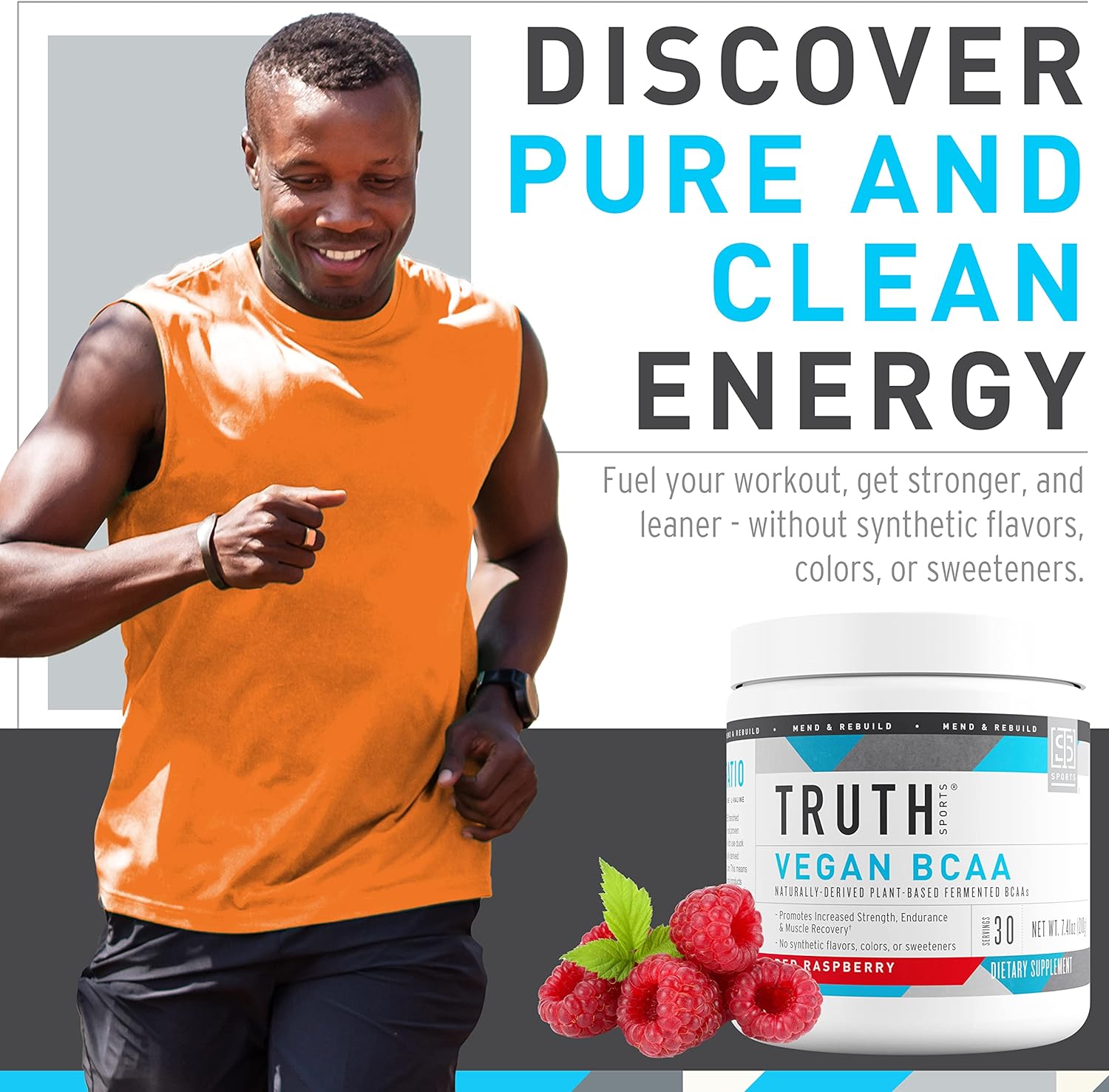 Truth Nutrition Vegan BCAA Powder- 2:1:1 Ratio Natural BCAAs Amino Acids Powder for Energy, Muscle Building, Post Workout Recovery Drink for Muscle Recovery (Red Raspberry, 30 Servings) : Health & Household