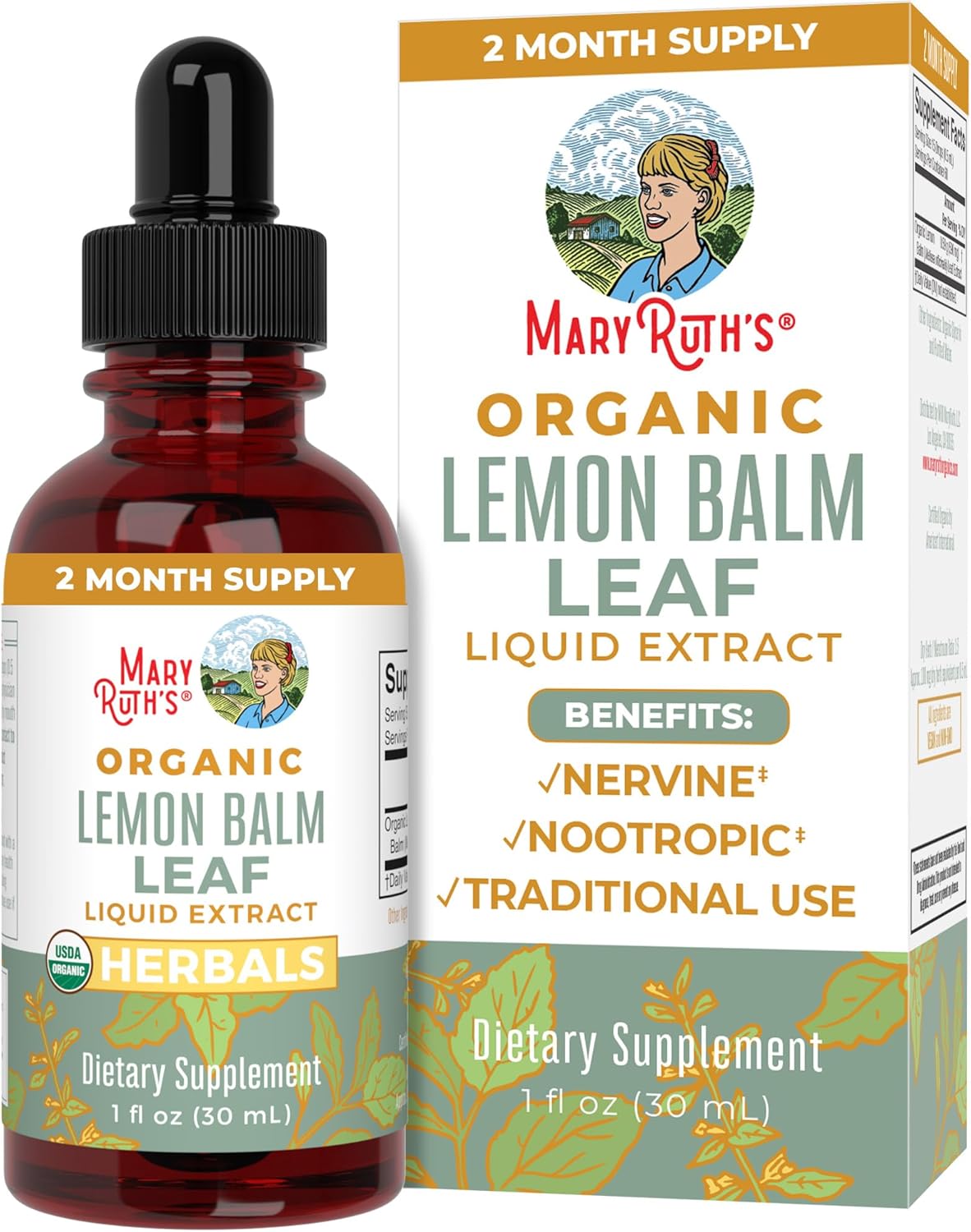 Maryruth Organics Lemon Balm Leaf | Vegan | Non-Gmo | 1 Fl Oz