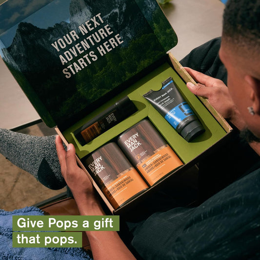 Every Man Jack Men’S Sea Minerals + Citron Bath And Body Gift Set - Clean Ingredients & Sea Minerals And Citron Scent - Round Out His Routine With Body Wash, 2-In-1 Shampoo, Deodorant & Face Wash