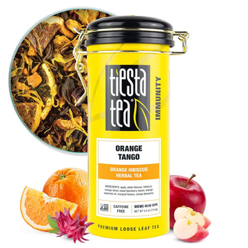 Tiesta Tea - Orange Tango | Orange Hibiscus Herbal Tea | Premium Loose Leaf Tea Blend | Non-Caffeinated Fruit Tea | Make Hot Or Iced & Up To 50 Cups | Made W/Natural Ingredients - 4Oz Refillable Tin