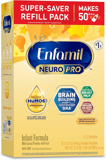 Enfamil NeuroPro Baby Formula, MFGM* 5-Year Benefit, Expert-Recommended Brain-Building Omega-3 DHA, Exclusive Immune Supporting HuMO6 Blend, Infant Formula Powder, Baby Milk, 31.4 Oz