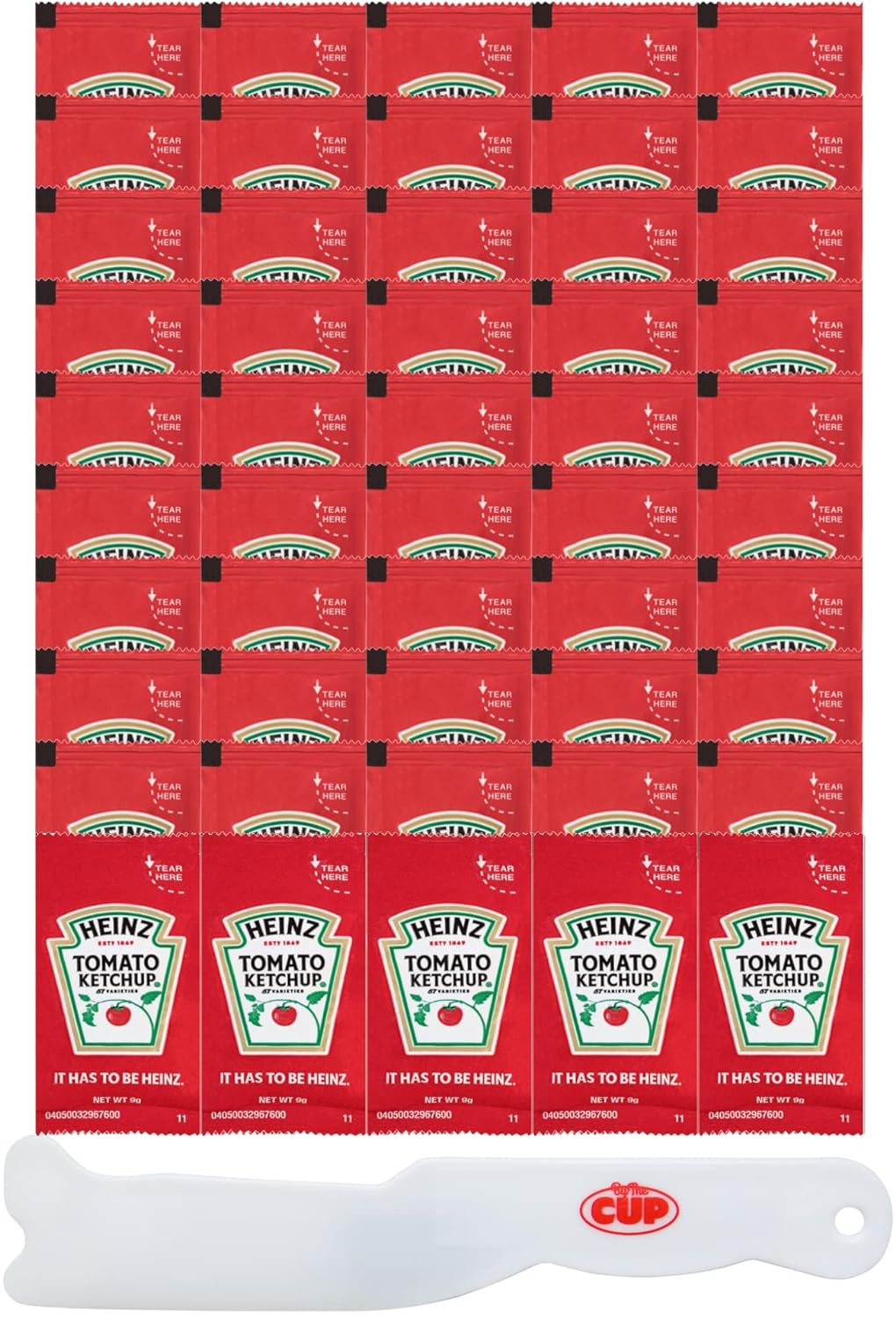 Heinz Ketchup, Single Serve Condiment Packets, 50 Count with By The Cup Spatula Knife