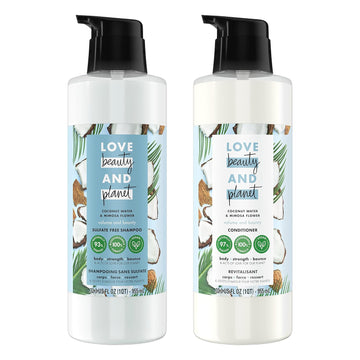 Love Beauty And Planet Volume And Bounty Thickening Shampoo And Conditioner Coconut Water And Mimosa Flower 2 Count Hair Care For Fine Hair Sulfate-Free, Paraben-Free, Vegan 32 Oz