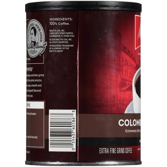 Melitta Colombian Supreme Coffee, Medium Roast, Extra Fine Grind, Can