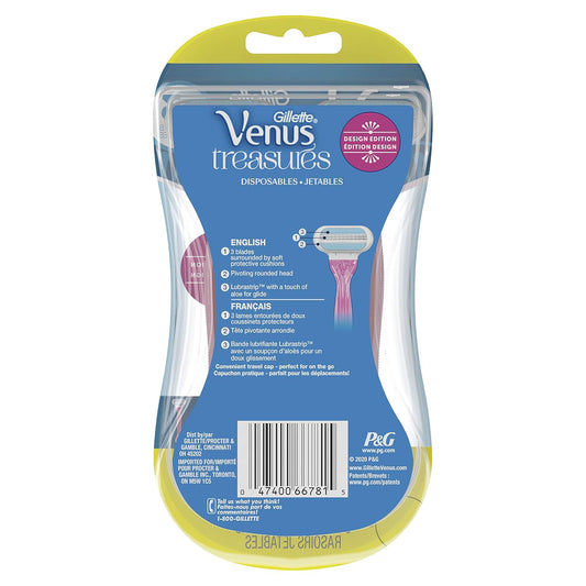 Gillette Venus Treasures Disposable Women'S Razors, 6 Count