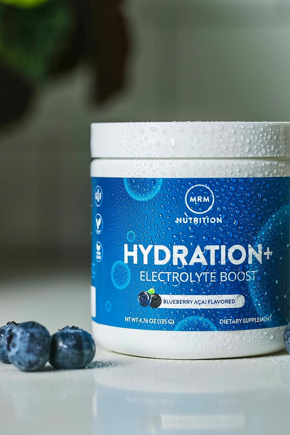 MRM Nutrition Hydration + | Blueberry Açai Flavored | Electrolyte Boost | Cellular Hydration | Vitamins + Electrolytes | Vegan + Gluten-Free | 15 servings : Health & Household