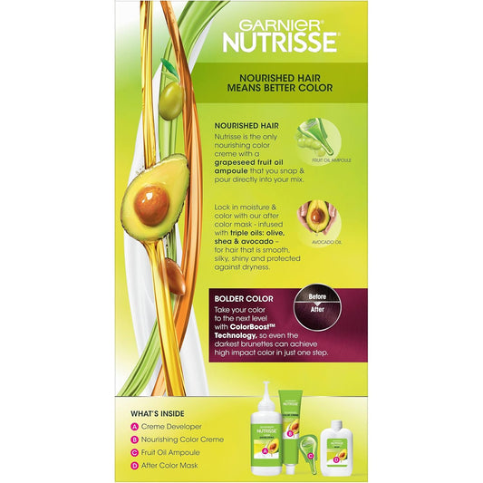 Garnier Hair Color Nutrisse Ultra Color Nourishing Creme, Br1 Deepest Intense Burgundy (Acai Berry) Red Permanent Hair Dye, 1 Count (Packaging May Vary)