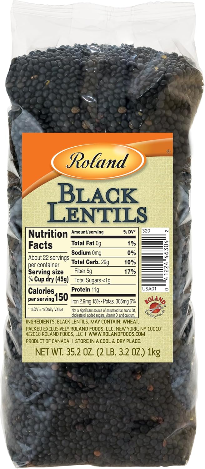 Roland Foods Dried Black Lentils, Specialty Imported Food, 35.2-Ounce Bag