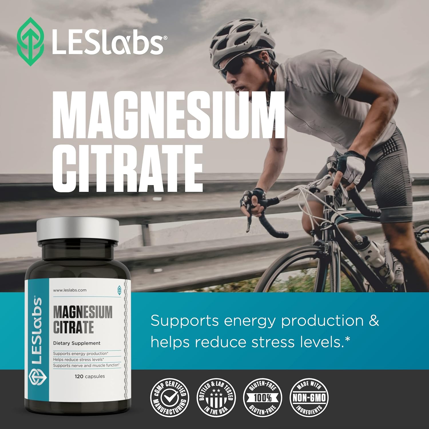 LES Labs Magnesium Citrate – Stress Relief, Restful Sleep, Heart Health, Metabolism, Nerve & Muscle Function – Non-GMO Supplement – 120 Capsules : Health & Household