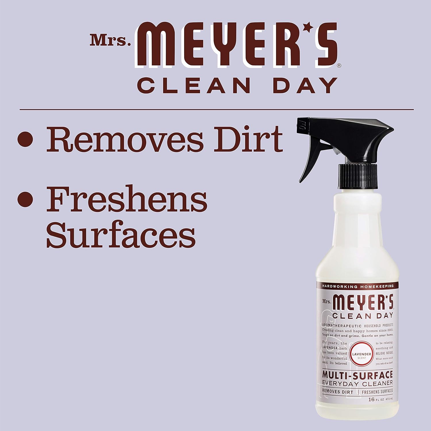 Mrs. Meyer'S Clean Day Multi-Surface Everyday Cleaner, Cruelty Free Formula, Lavender Scent, 16 Oz- Pack Of 3