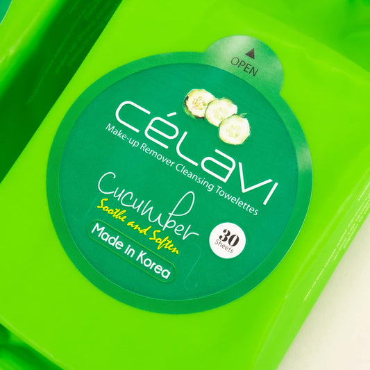 Celavi Makeup Remover Cleansing Wipes Removing Towelettes 2 Packs - 60 Sheets (Cucumber)