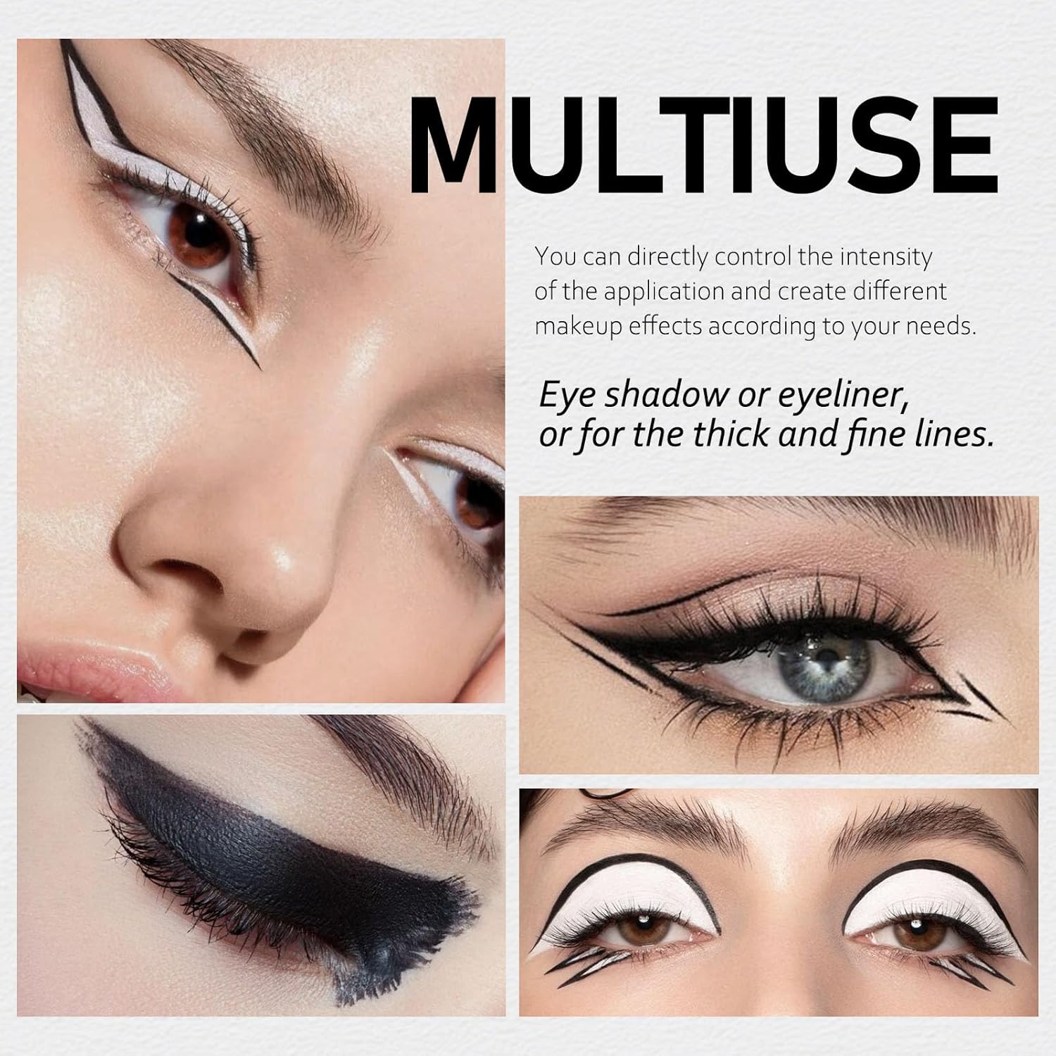 Kyda 2 Pcs White Gel Eyeliner, Smooth Cream Liner, Natural Matte Black Tinted Cream, Crayon Stick, Multiuse For Liner And Eyeshadow : Beauty & Personal Care
