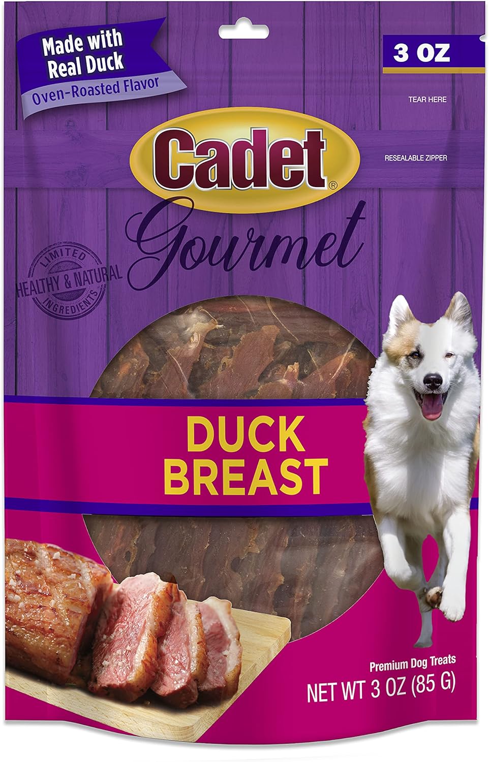 Cadet Gourmet Duck Breast Dog Treats - Healthy & Natural Dog Training Treats For Small & Large Dogs - Inspected & Tested In Usa (3 Oz.)