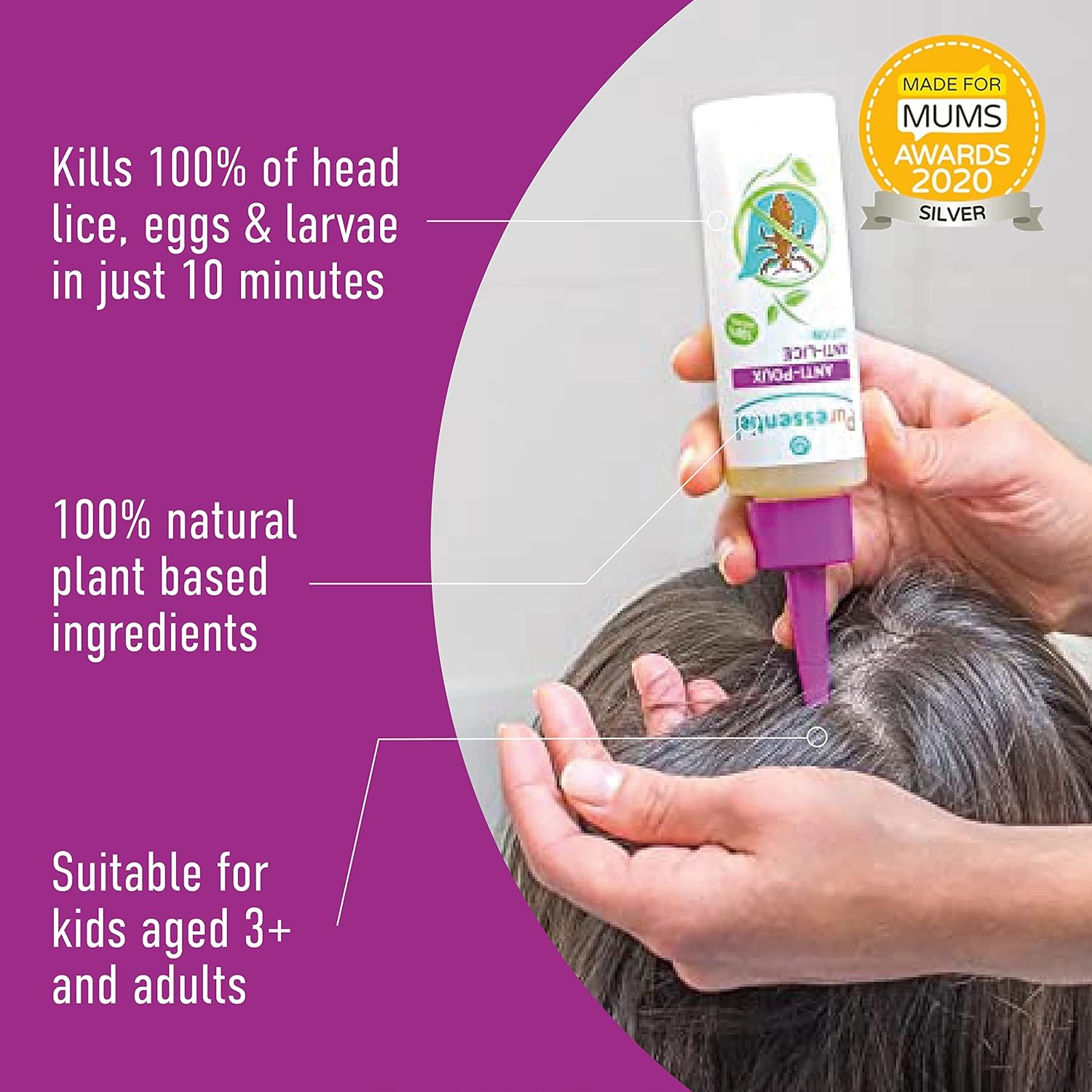 Puressentiel Head Lice Treatment Lotion & Head Lice Comb - Kills 100% Head Lice in Just 10 minutes - 100% Natural Formula - Easy To Apply Lotion 100ml - For kids & Adults - Cruelty Free : Amazon.co.uk: Health & Personal Care
