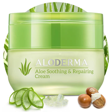 Aloderma Soothing Cream with 75% Organic Aloe Vera - Calming Day & Night Face Cream with Squalane for Deep Hydration - Natural Aloe Vera Cream for Skin - Reduces Redness, Protects Damaged Skin, 1.7oz