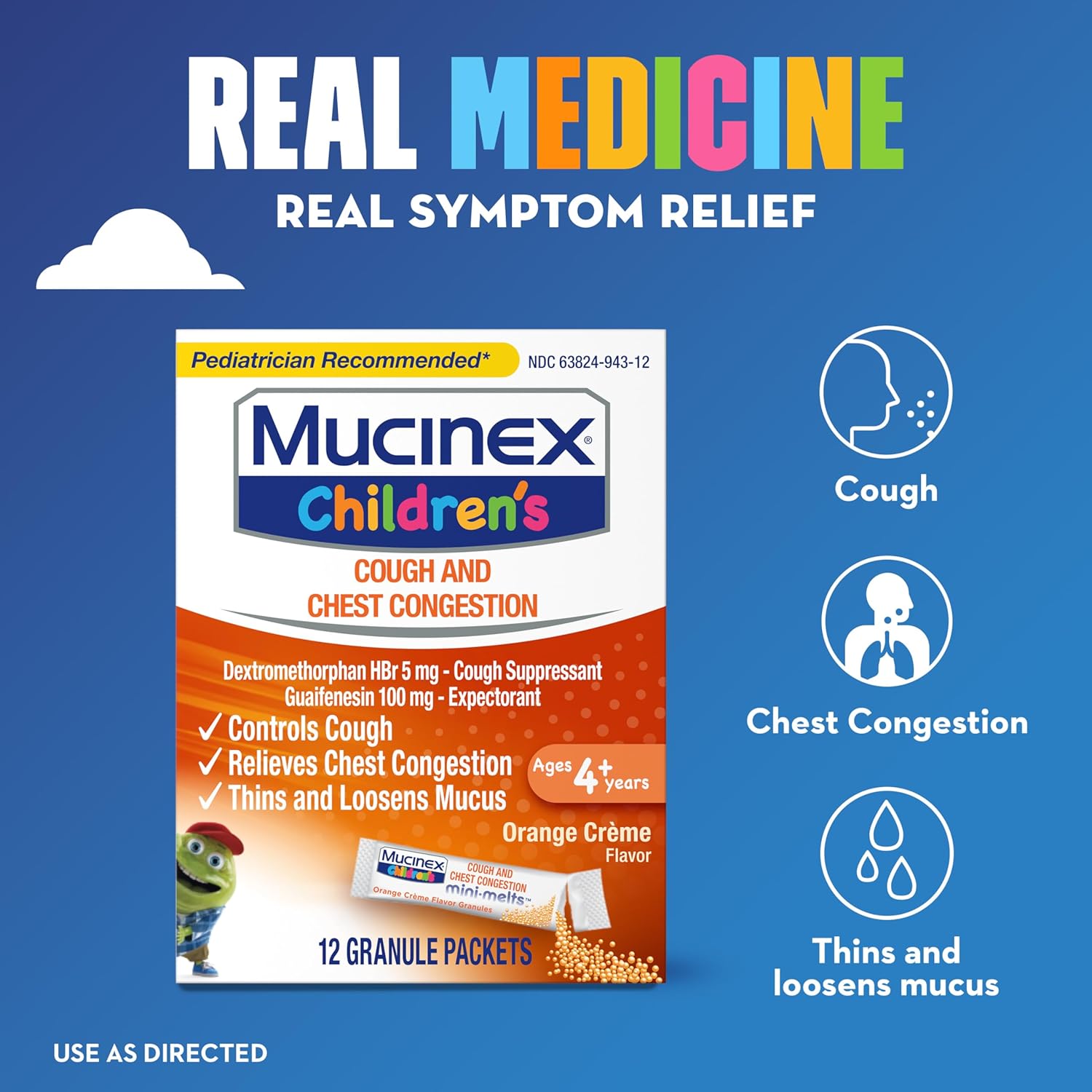 Mucinex Children'S Mini Melts, Cough, Orange Crème, 12Ct : Health & Household