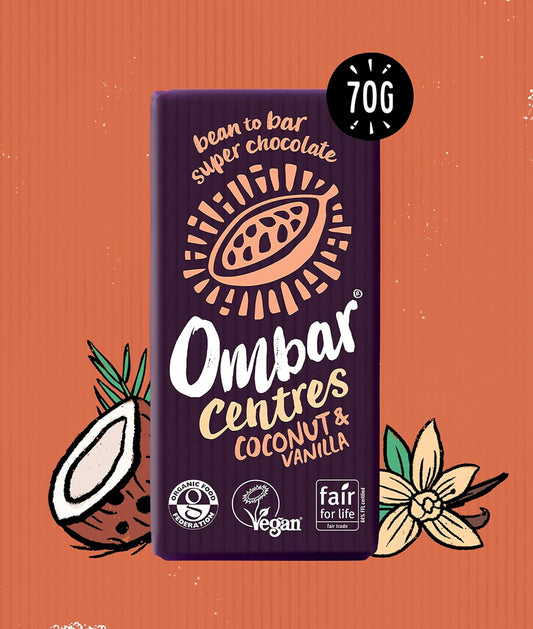 Vegan Chocolate Bar - Ombar Centres Hazelnut Truffle - Organic, Fair Trade, Dairy Free And Gluten Free Chocolate