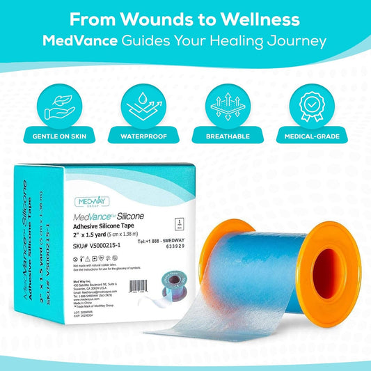 Medvance Silicone Tape 2" Wide Soft With Perforation And Cuttable (3 Pack, 1.5 Yards)