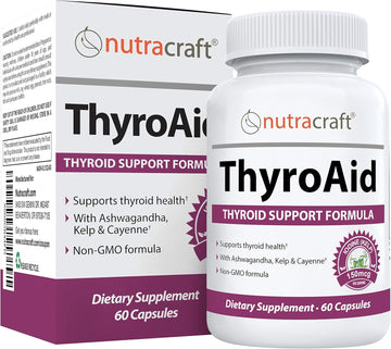 Thyroaid #1 Thyroid Support Supplement | Natural Herbal Thyroid Formula With Iodine (Kelp), Ashwagandha, L-Tyrosine & More | Support Thyroid Health & Energy Levels | 60 Capsules