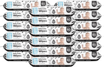 Hello Bello Unscented Baby Wipes I Plant Based Wipes For Sensitive Skin Made With 99% Water And Aloe For Babies And Kids I Spring Floral Design I 1080 Count
