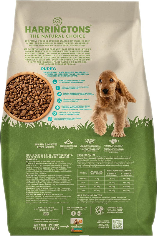 Harringtons Complete Puppy Dry Dog Food Turkey & Rice 10kg - Made with All Natural Ingredients?HARRPUP-10
