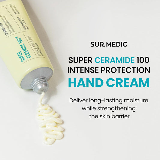 Surmedic Super Hyaluronic Acid Ceramide Intense Protection Hand Cream For Dry Cracked Hands, Instant Relief Moisturizing Hand Lotion, Long-Lasting Moisture, Korean Skin Care 1.52 Oz