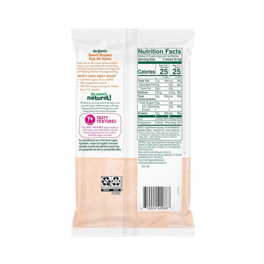 Little Bellies Organic Sweet Potato Pick-Me Sticks Baby Snack (Pack Of 5 X 0.56 Oz Individual Packs)