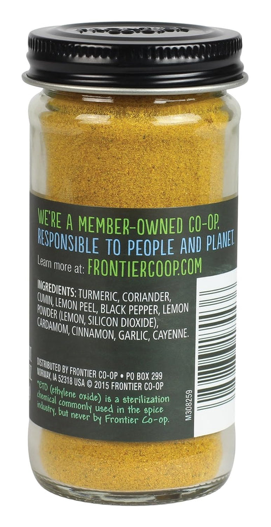 Frontier Co-Op Indian Curry Seasoning, 1.87 Ounce Bottle, Complex Flavor With Turmeric, Coriander And Lemon