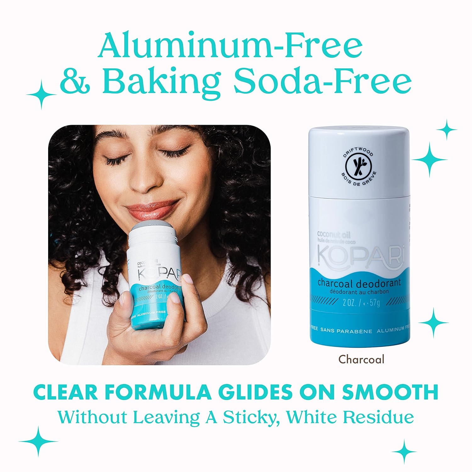 Kopari Aluminum Free Coconut Deodorant, Non Toxic & Clean Plant-Based, No Aluminum, Parabens Or Baking Soda, Long Lasting Protection, Charcoal 2 Oz : Beauty & Personal Care