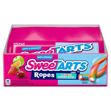 Sweetarts Ropes, Twisted Rainbow Punch, 3.5 Ounce Pouches (Pack Of 12)