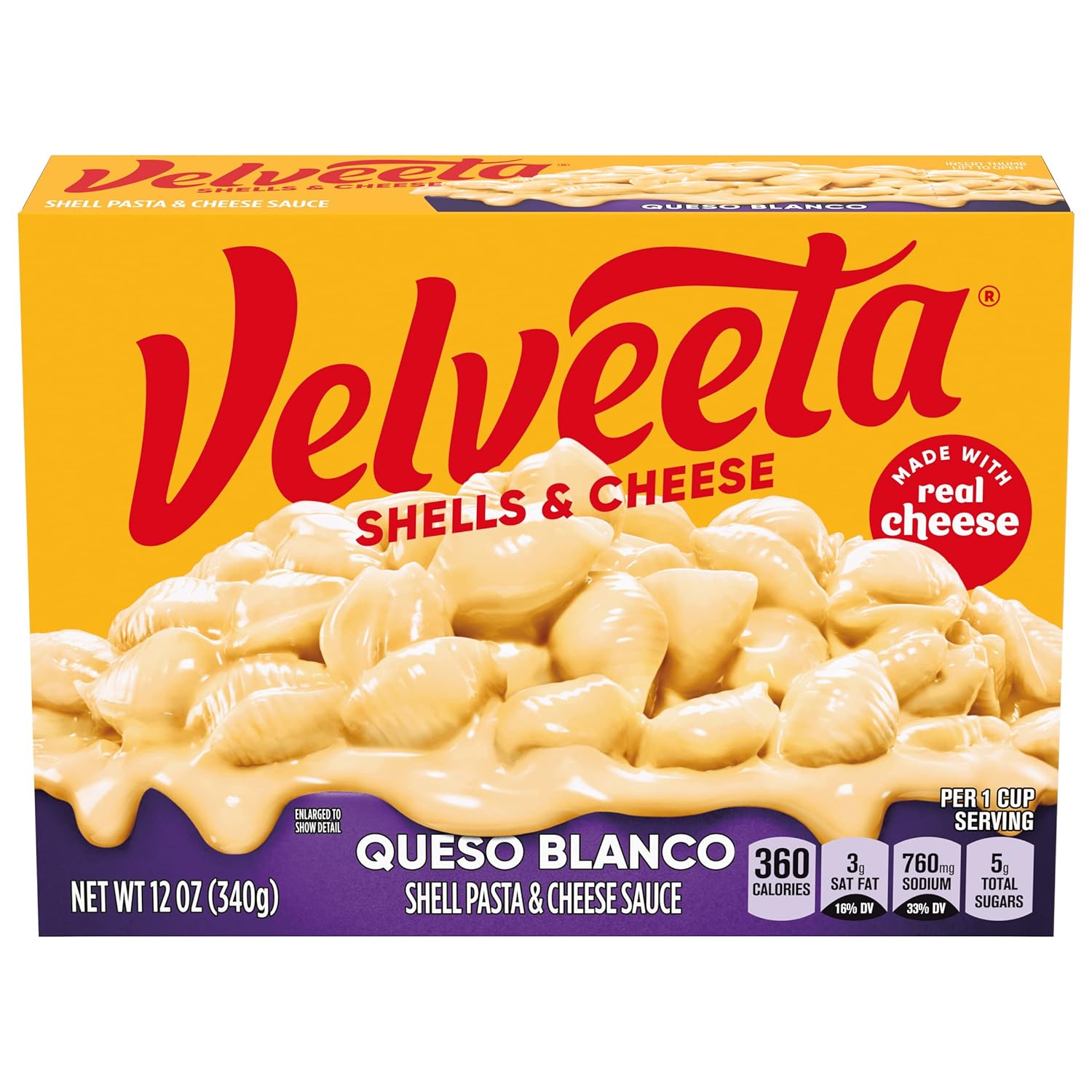 Velveeta Shells & Cheese Queso Blanco Shell Pasta & Cheese Sauce, Holiday Recipes (12 oz Box)