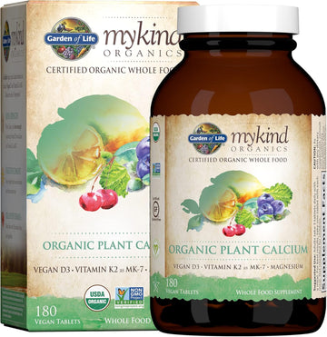 Garden Of Life Mykind Organics Plant Calcium Supplement Made From Whole Foods With Magnesium, Vitamin D As D3, And Vitamin K As Mk7, Gluten-Free - 60 Day Count