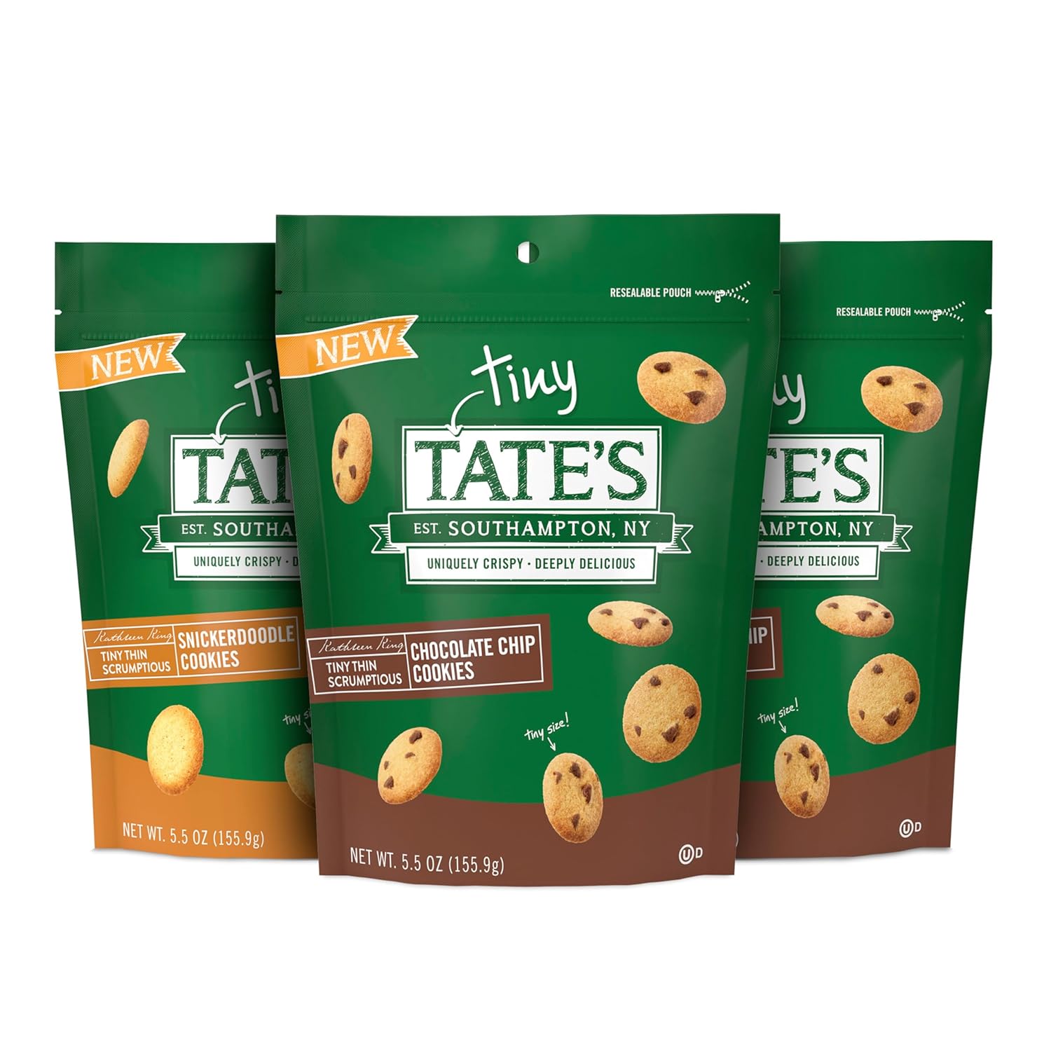 Tate'S Bake Shop Tiny Tate'S Variety Pack, Chocolate Chip & Snickerdoodle Cookies, 3-5.5 Oz Bags