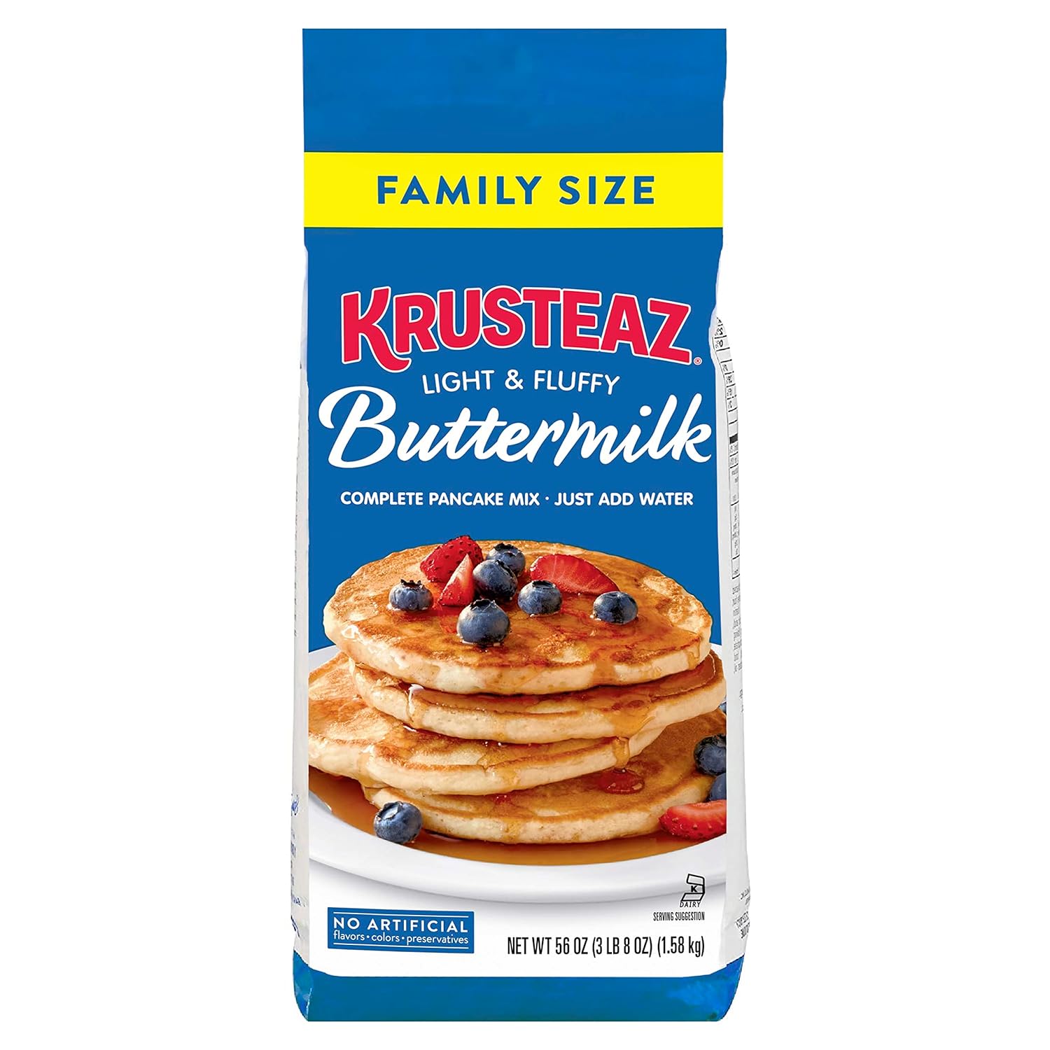 Krusteaz Complete Buttermilk Pancake and Waffle Mix, Light & Fluffy, 3.5 lb Bags (Pack of 12)