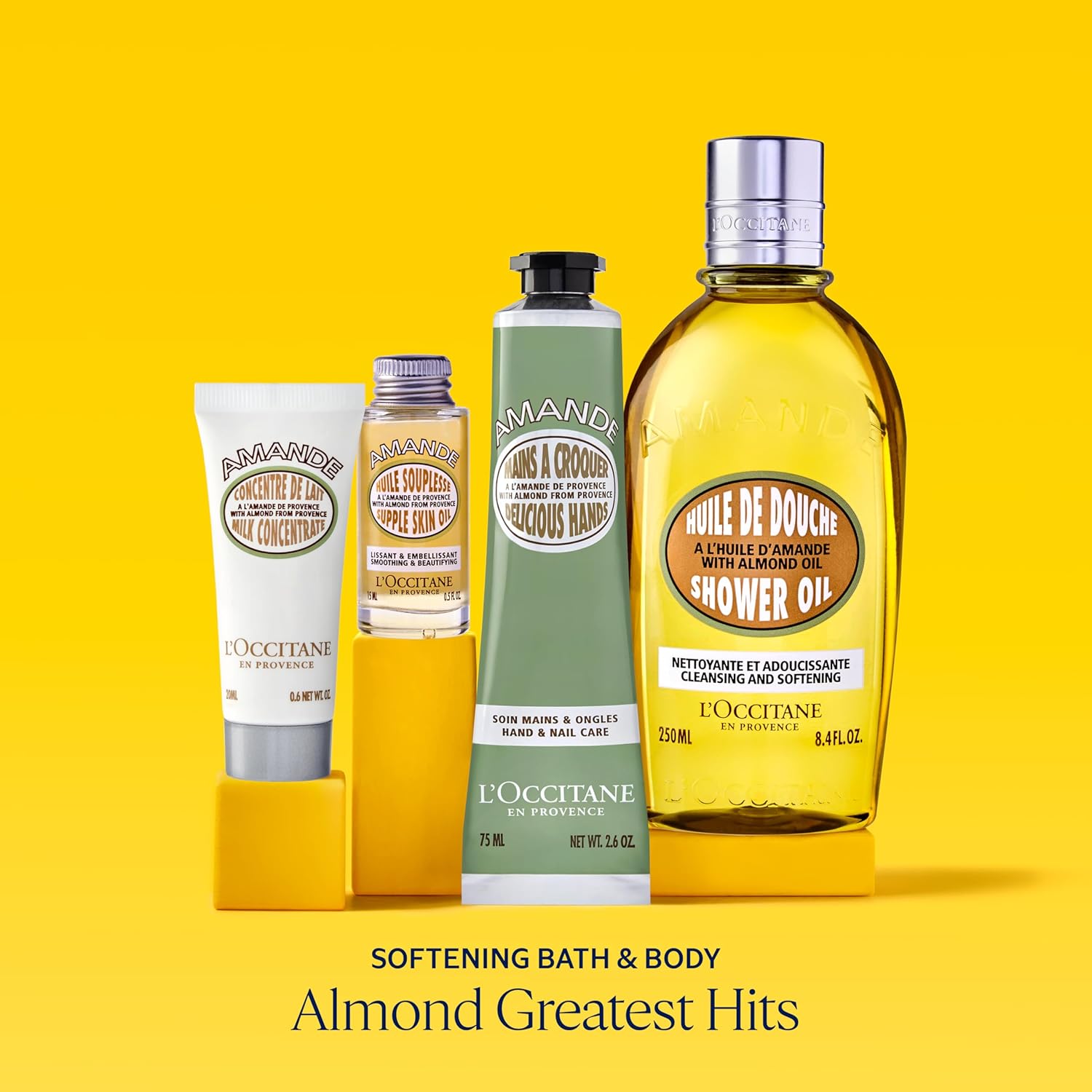 L'Occitane Almond Greatest Hits: Cleansing Shower & Supple Skin Oils, Moisturizer & Hand Cream, Purifies, Hydrates, Smooths Skin, Bath & Body Mother’S Day Gift Set