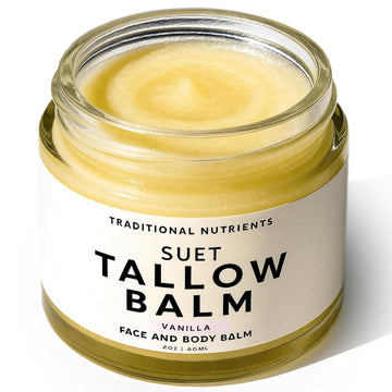 Tallow Balm - Vanilla Bean Scented, Made With Honey And Beeswax - Grass Fed Beef Tallow Balm - Made From Suet Tallow