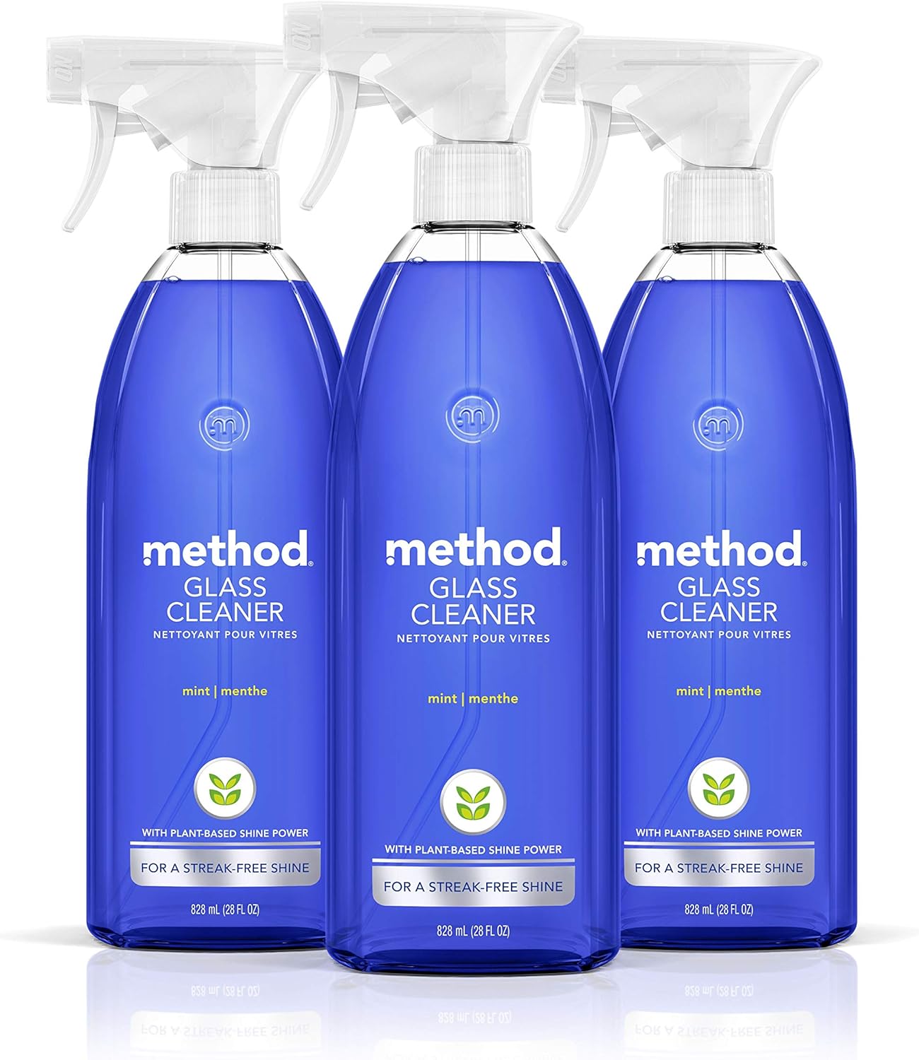 Method Glass Cleaner Spray, Mint, Ammonia Free & Plant-Based Solution, Mirror & Window Cleaner - Great For Indoor & Outdoor Glass Surfaces, 28 Oz Spray Bottles (Pack Of 3)