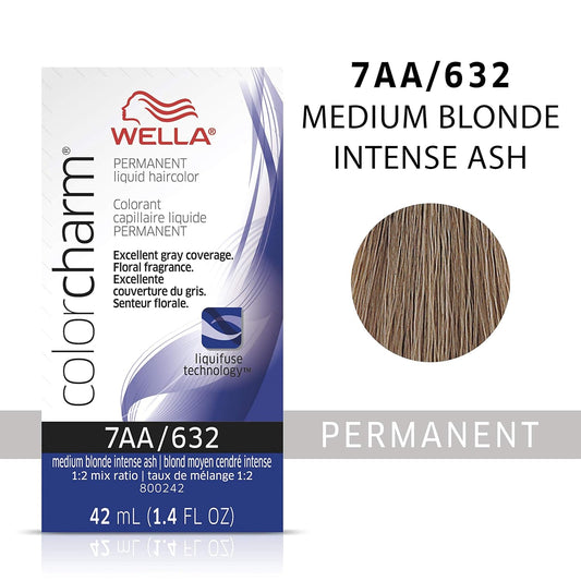 Wella Color Charm Invigo Brilliance Color Protection Shampoo & Conditioner, For Fine Hair + Permanent Liquid Hair Color For Gray Coverage, 7Aa Med Blonde Intense Ash