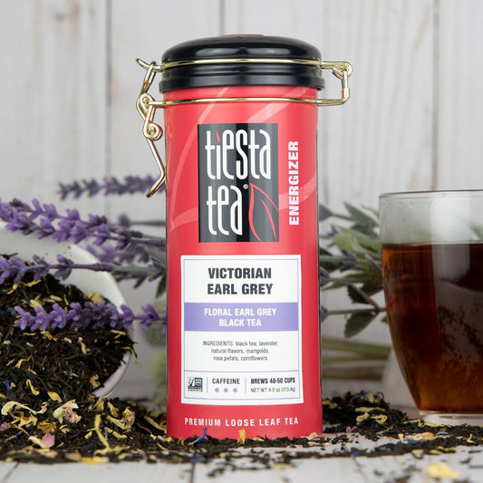 Tiesta Tea - Victorian Earl Grey | Floral Earl Grey Black Tea | Premium Loose Leaf Tea Blends | High Caffeinated Black Tea | Make Hot Or Iced Tea | Brews Up To 50 Cups - 4 Ounce Refillable Tin