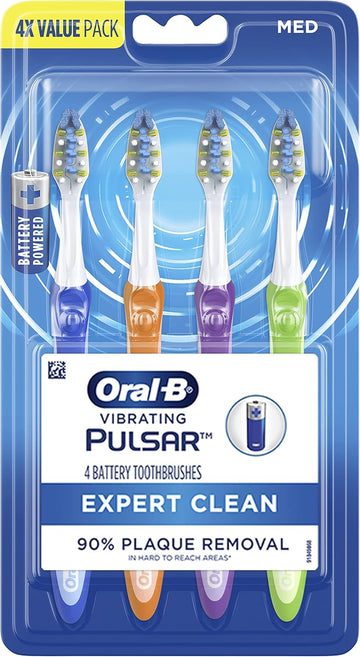 Oral-B Pulsar Expert Clean Battery Powered Toothbrush, Medium, 4 Count