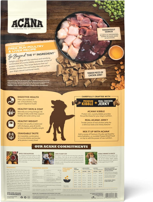 ACANA Butcher's Favorites Dry Dog Food, Free-Run Poultry* & Liver Recipe, Dog Food Kibble & real chicken jerky, 17lb