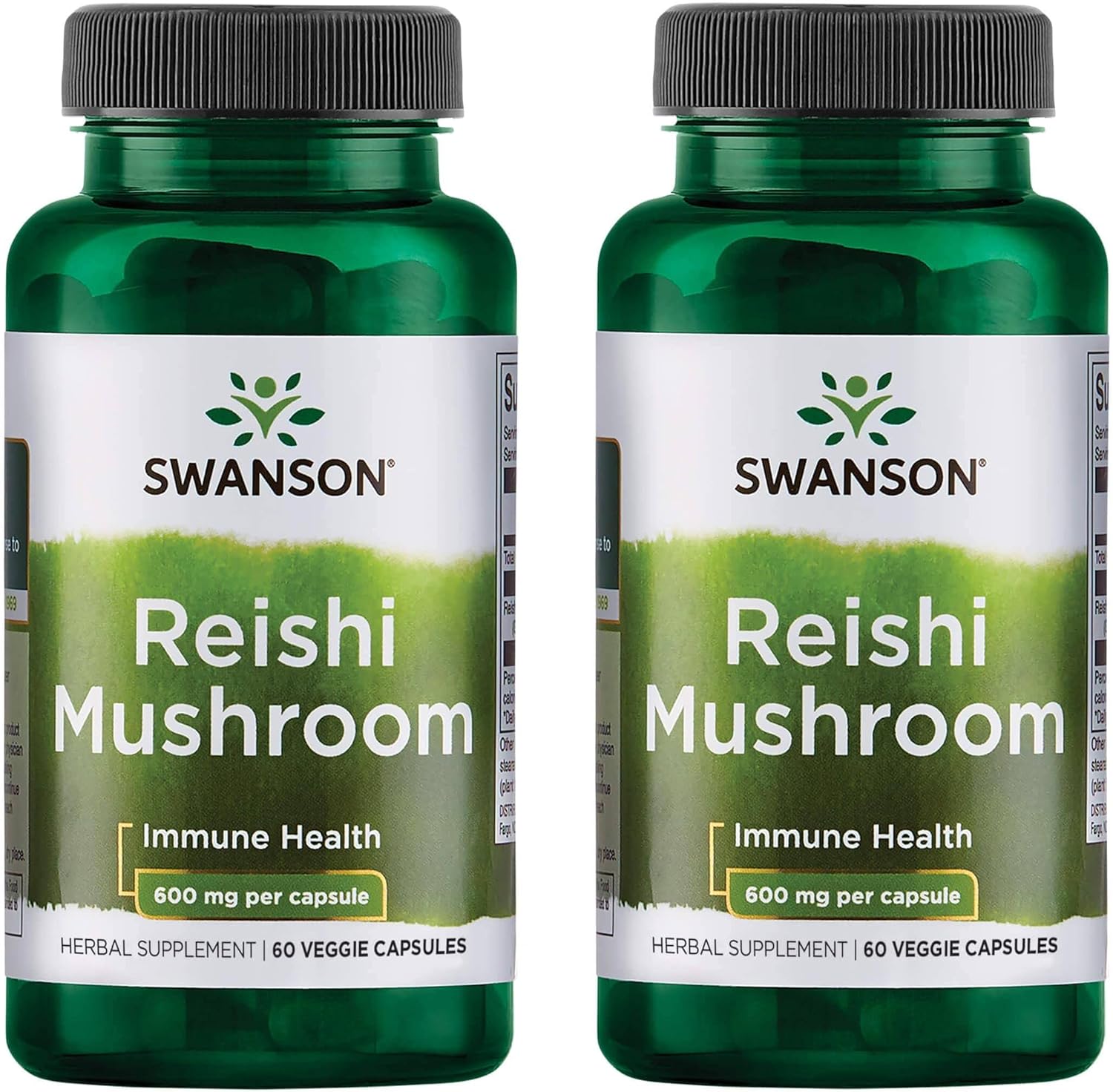 Swanson Reishi Mushroom Immune Function Mood Support 600 Milligrams 60 Capsules (2 Pack)