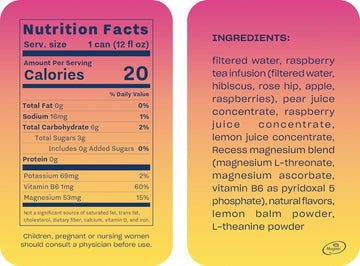 Recess Mood Magnesium & Adaptogen Drink, Calming Relaxation Beverage, 12 Ounce (Raspberry Lemon, 12 Pack)