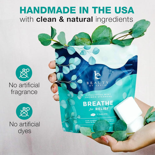 Shower Steamers Aromatherapy - USA Made with Natural Ingredients, Mothers Day Gifts, Shower Bombs with Eucalyptus Essential Oil, Shower Steamers for Cold and Flu, Self Care Gifts for Women & Men