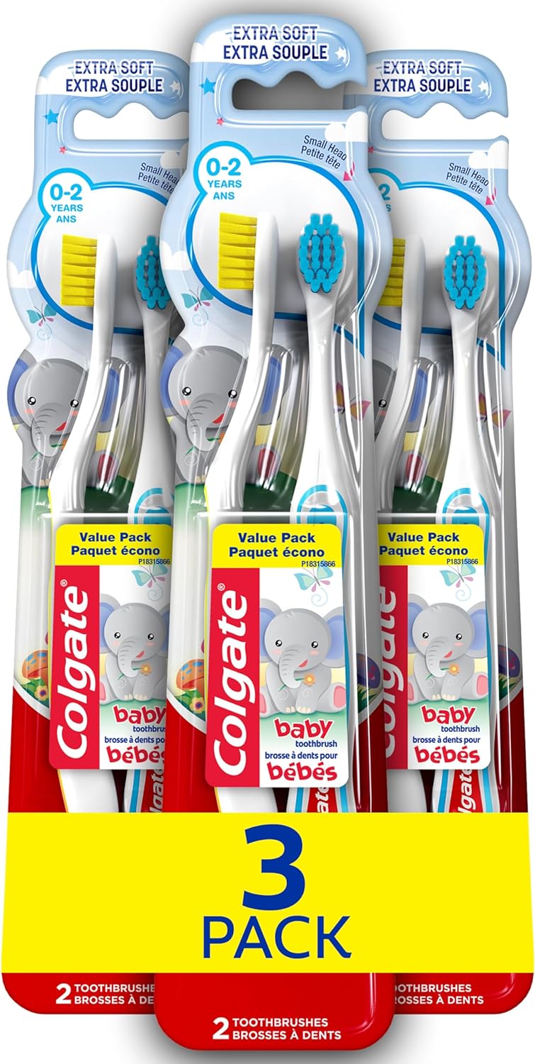 Colgate My First Baby and Toddler Toothbrush, Extra Soft Toothbrush, 6 Count