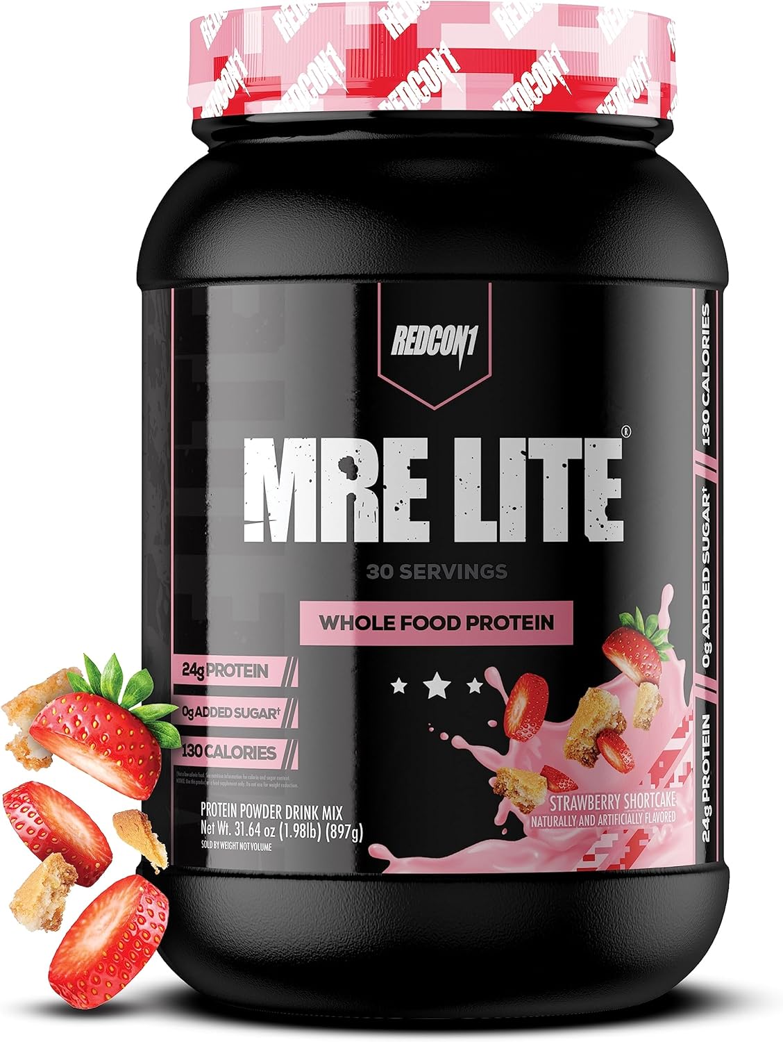 REDCON1 MRE Lite Whole Food Protein Powder, Strawberry Shortcake - Low