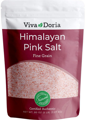 Viva Doria Himalayan Pink Salt, Fine Grain, Certified Authentic, 5 Lb (2.27 Kg)